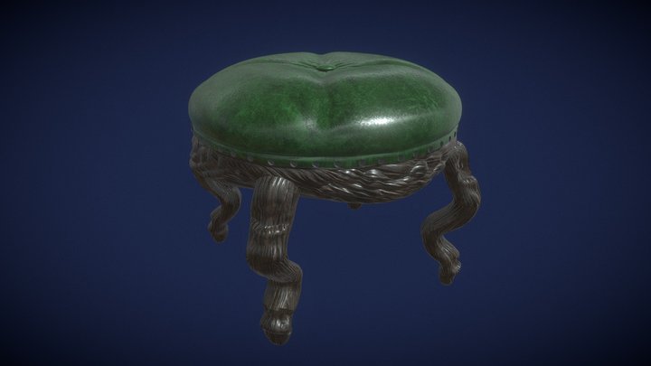 Antique Footstool 3D Model