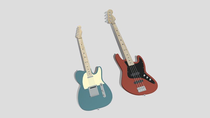 Electric and Bass Guitars 3D Model