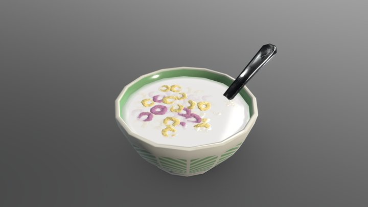 Breakfast bowl with cereal. Gameready model. 3D Model