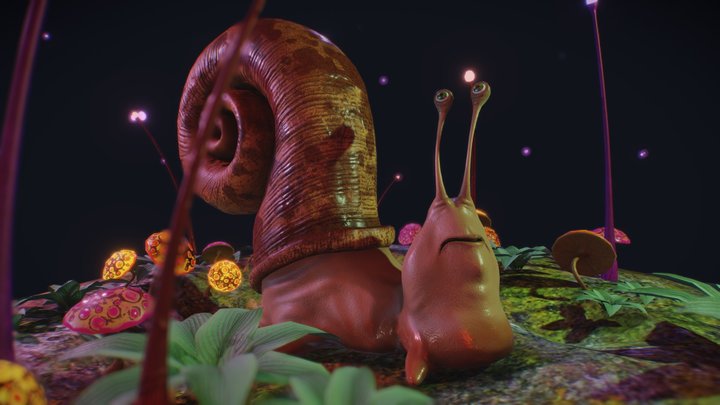Snail Fantasy World (Animated) 3D Model