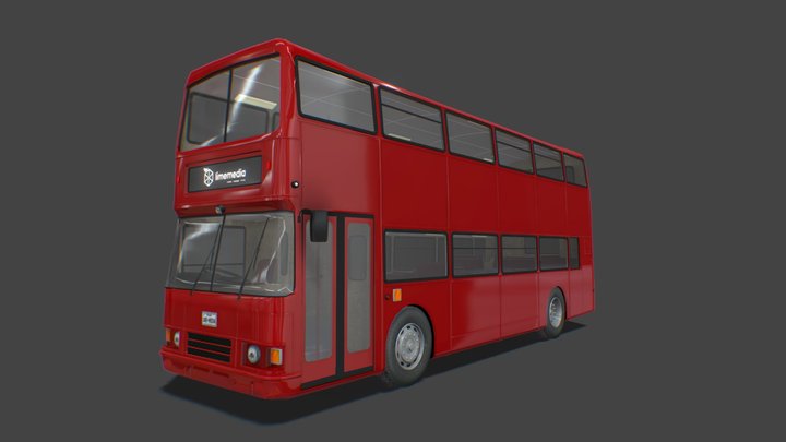 Double Decker Bus Closed Top Animated 3D Model