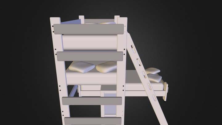 Triple Bunk Bed Loft 3D Model