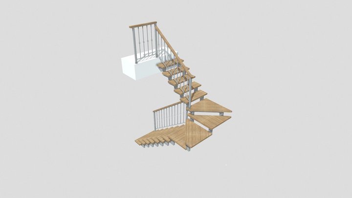 Лестница на двух косоурах 3D Model