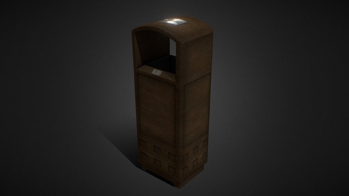 Vintage Retro Wooden Trash Can 3D Model
