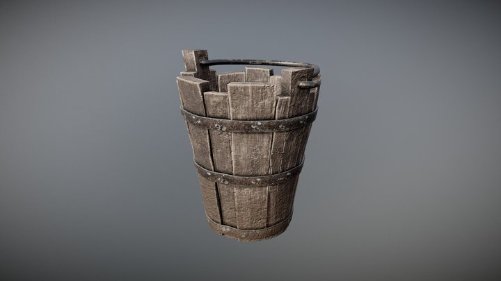 (PBR) Old Medieval Bucket 3D Model