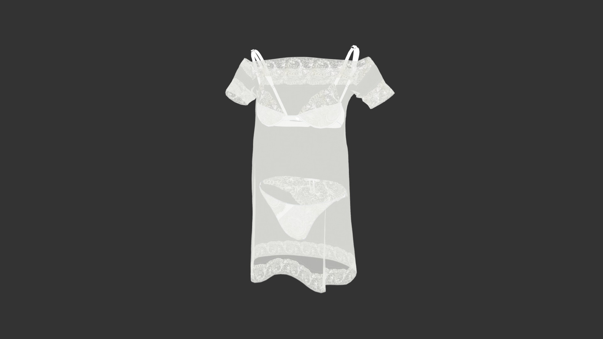 3D model Lingerie set - This is a 3D model of the Lingerie set. The 3D model is about a pair of white bags.