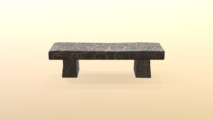 Fantasy Cement Bench 3D Model