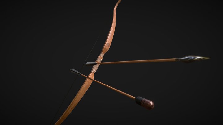 Longbow and Arrow (Rigged/GameReady) 3D Model