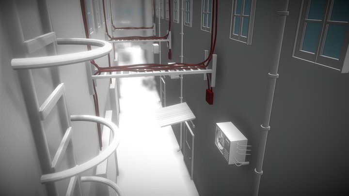 Alley Untextured 3D Model