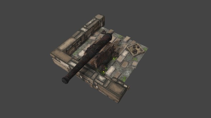 Cannon with Environment 3D Model