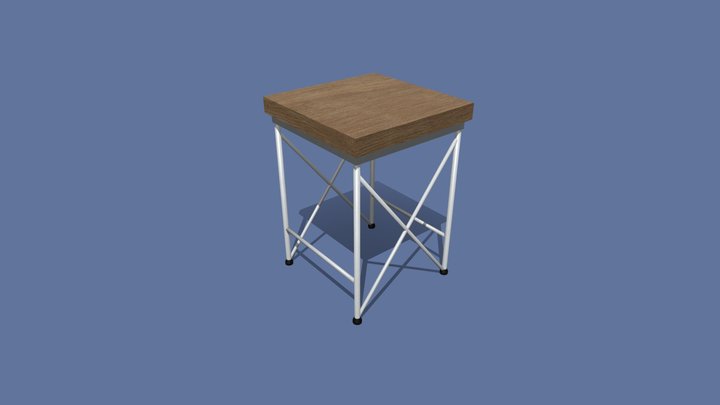 Metal Frame Wooden Chair 3D Model