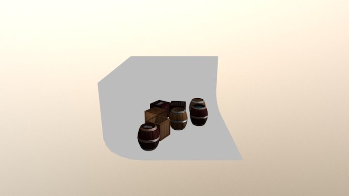 Barrels and Crates 3D Model