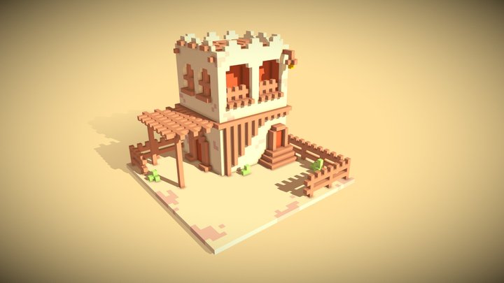 Voxel country house 3D Model