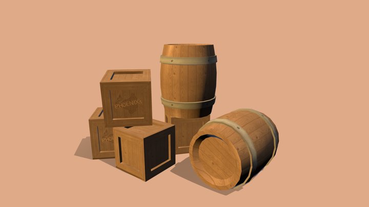 Crates and Barrels 3D Model