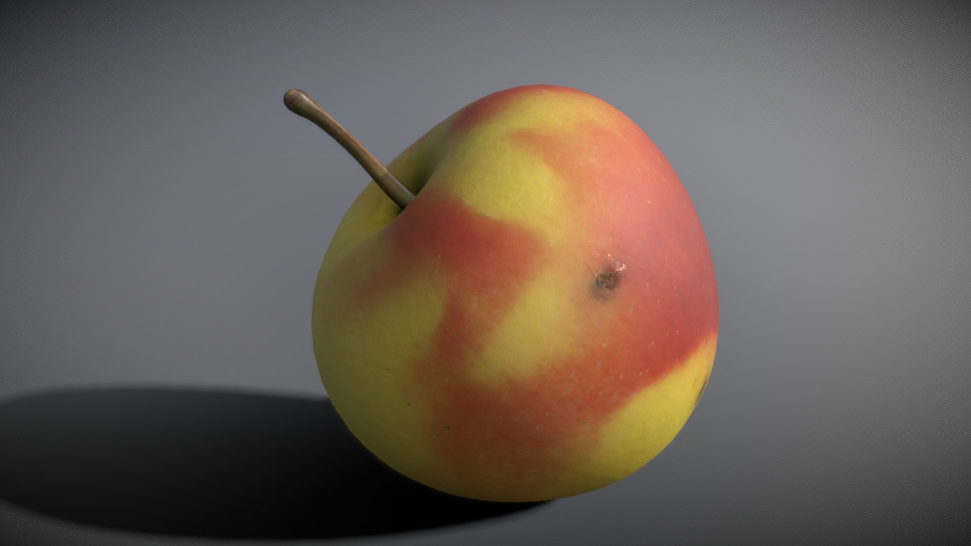 3D model Apple - This is a 3D model of the Apple. The 3D model is about a green apple with a stem.