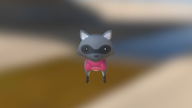 Cute Low Poly Raccoon 3D Model