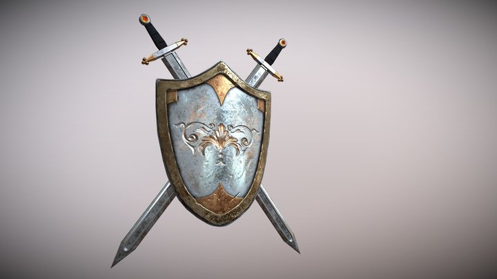 Wall Decoration - Shield and Swords, LP, GR 3D Model