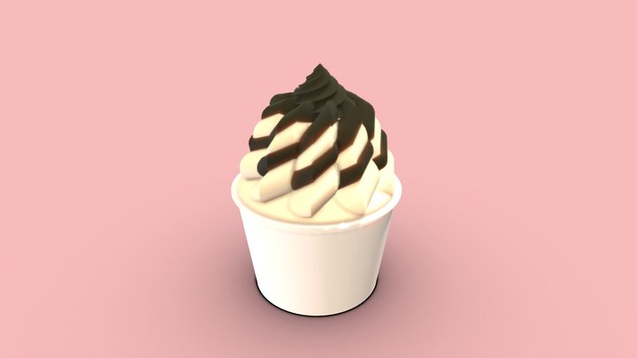 Vanilla Ice Cream With Chocolate Drizzle – Kostenloses 3D-Modell STL