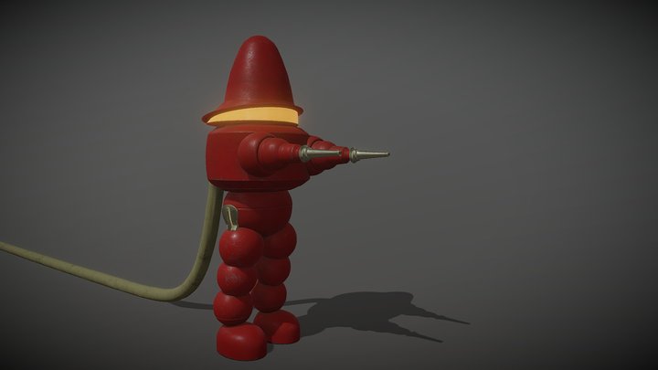 Retro robot fireman 3D Model