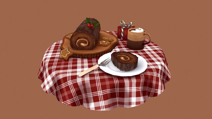 Yule Log and Hot Cocoa 3D Model