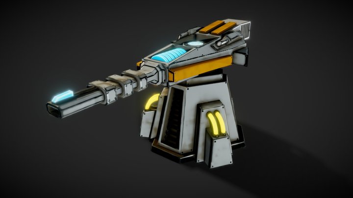 Sci-Fi Turret/Cannon 3D Model