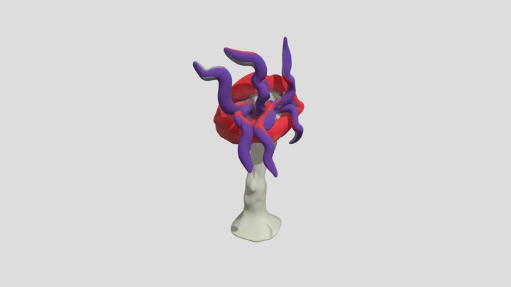 Red Mushroom Sculpture 3d Model (1)