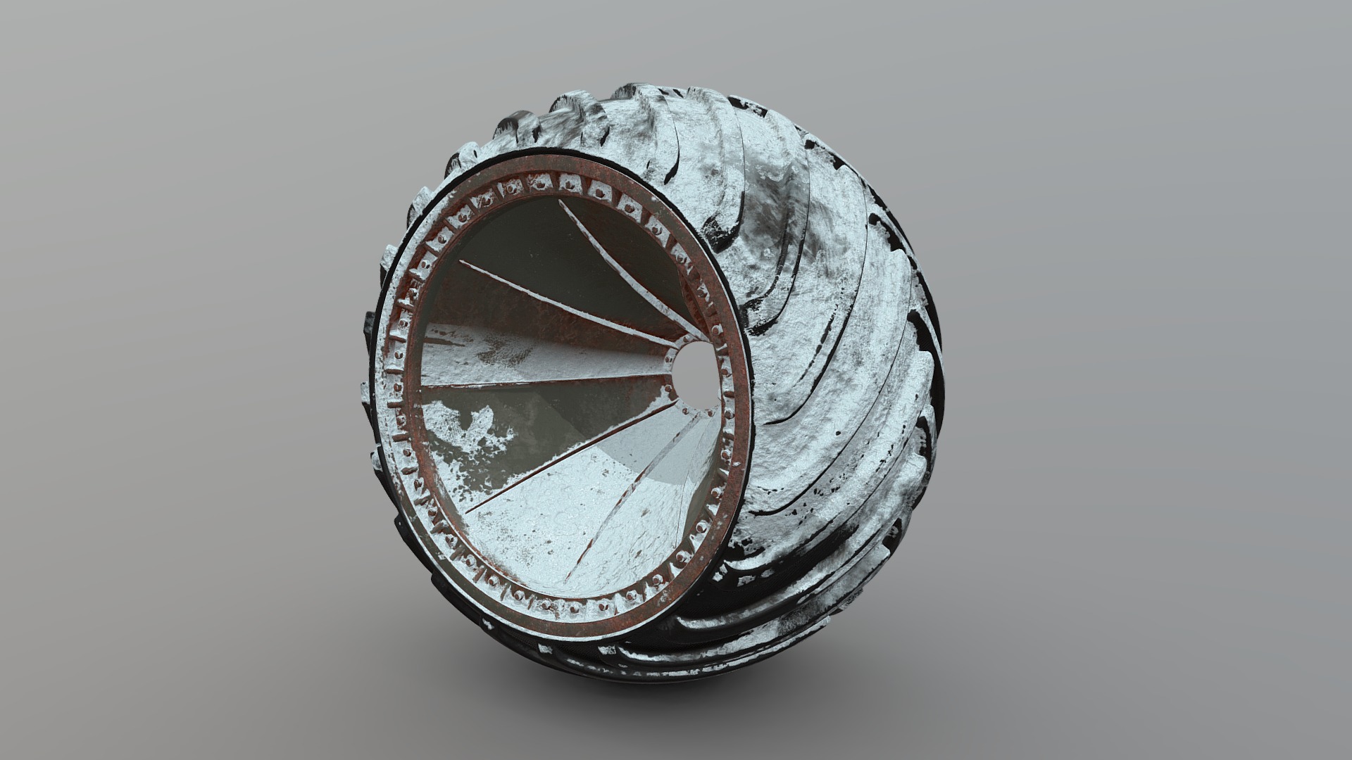 3D model ZIL-Wheel Arched-Old_Winte / ЗИЛ-Колесо Арочное - This is a 3D model of the ZIL-Wheel Arched-Old_Winte / ЗИЛ-Колесо Арочное. The 3D model is about a coin with a design on it.