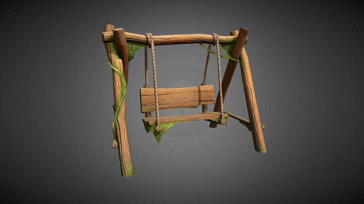 Stylized Wooden Bench 3D Model