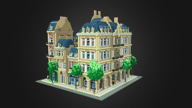 Parisian City Block 3D Model