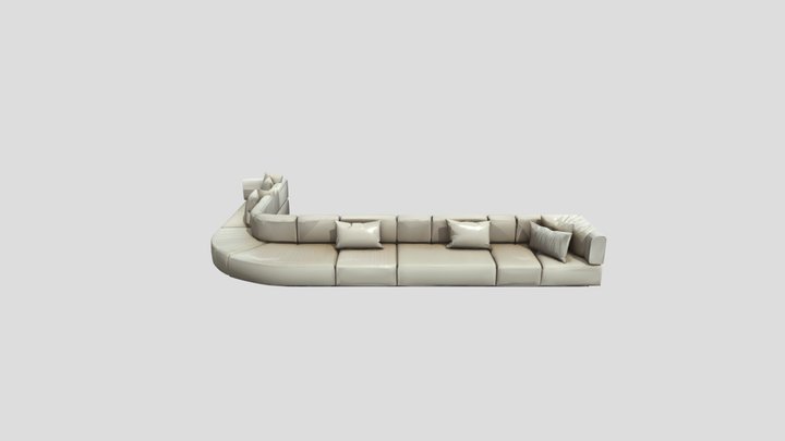 A beige sectional sofa 3D Model