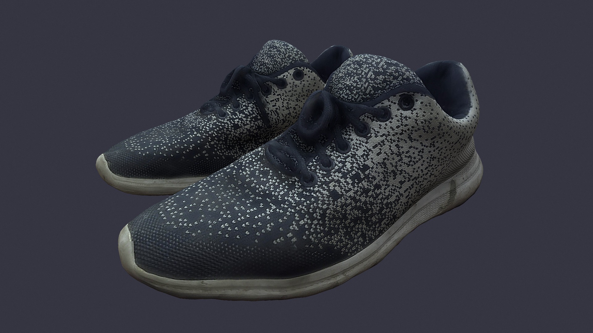 3D model Shabby sneakers 3d scan - This is a 3D model of the Shabby sneakers 3d scan. The 3D model is about a black and white shoe.