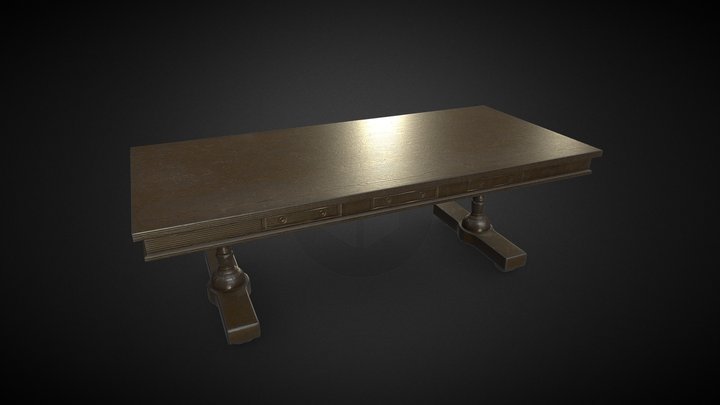 Antique Library Table - Game Ready 3D Model