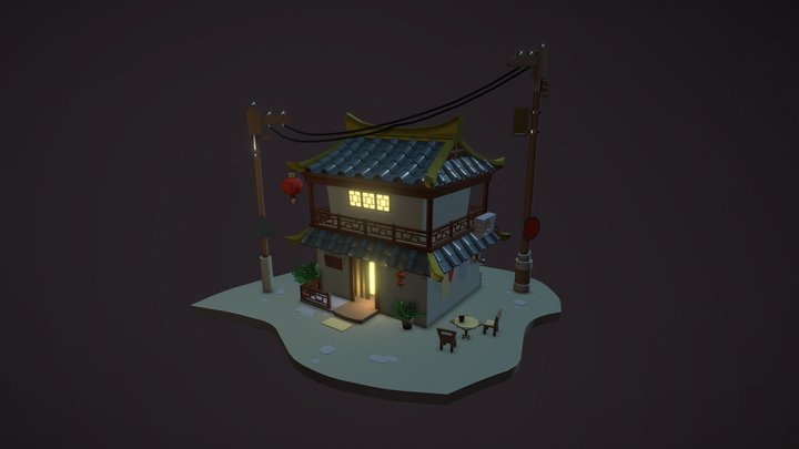 Cute Japanese house 3D Model