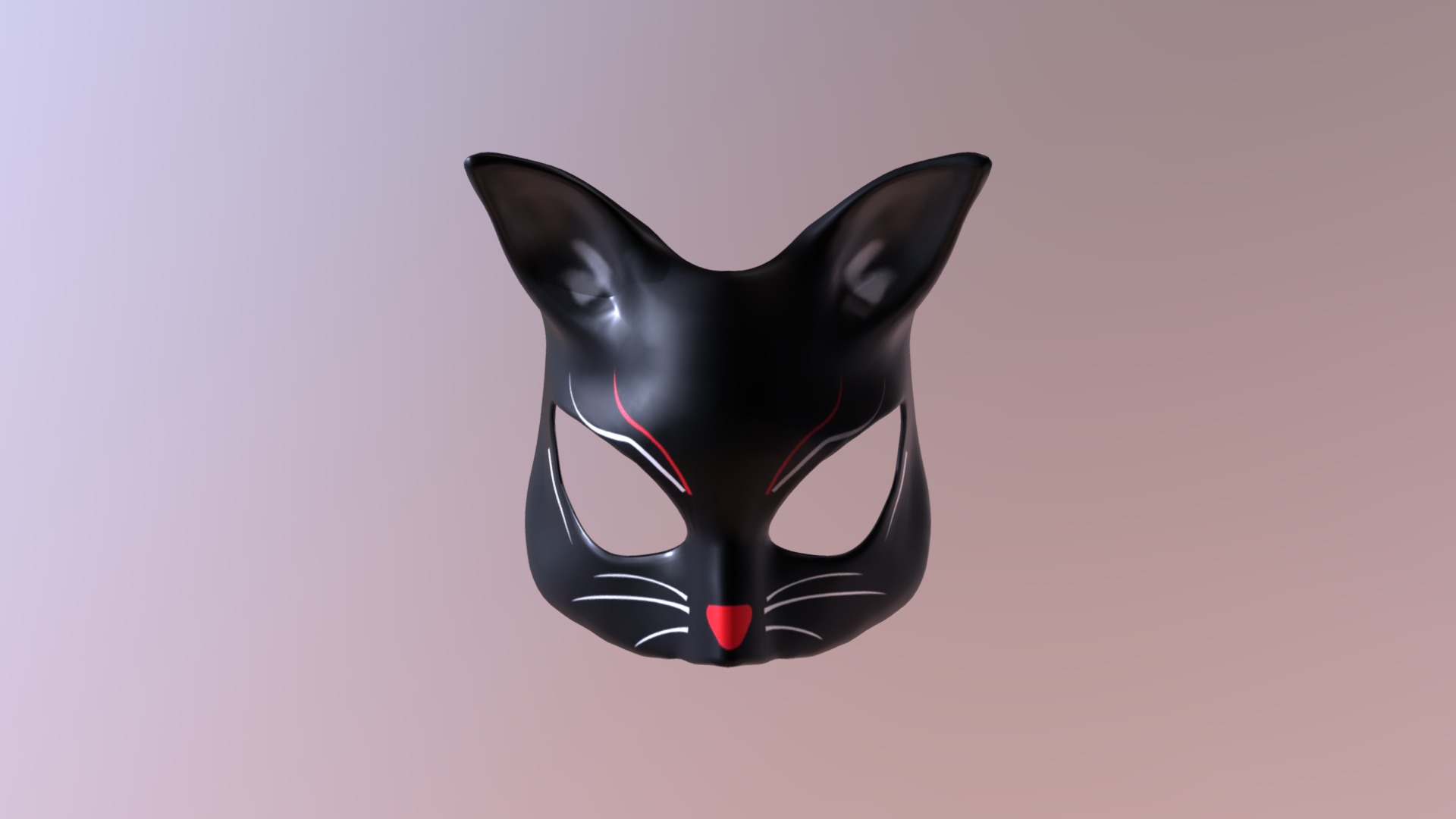 3D model Black Red Cat Mask - This is a 3D model of the Black Red Cat Mask. The 3D model is about a black and red cartoon character.