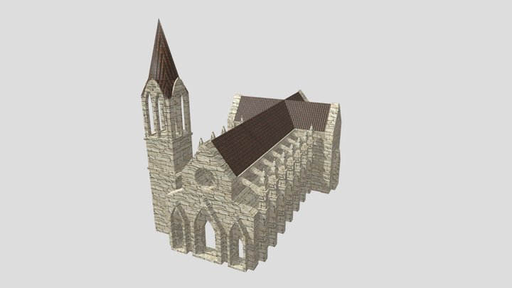 Low Poly Medieval Gothic Church