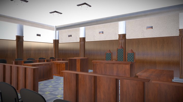 Courtroom - interior and props 3D Model
