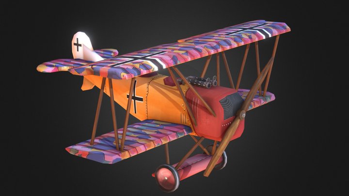 Game Art WW1 Plane (Fokker D-7) 3D Model