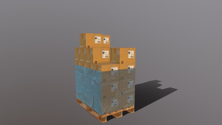 Pallet  and boxes 400X300X300 3D Model