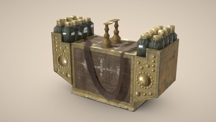 Orientalist Time Worn Shoe Shine Box 3D Model