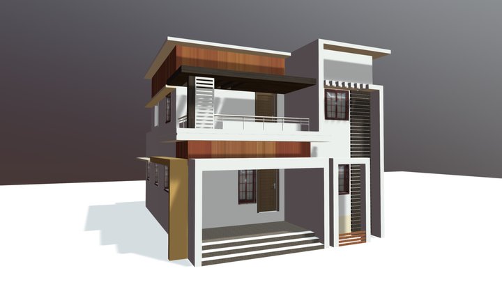 Modern home elevation 2 3D Model