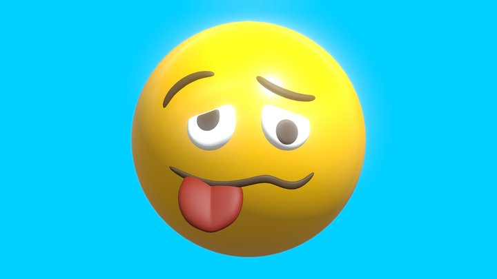 Drunk or Stupid Face Emoticon Emoji or Smiley 3D Model