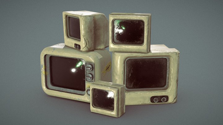 Retro TVs (3 Variations) (2K) 3D Model