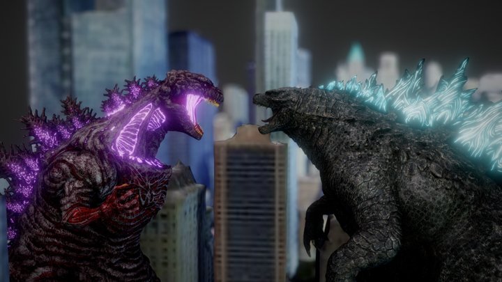 Godzilla 2014(2021) vs Shin Godzilla Remake 3D Model