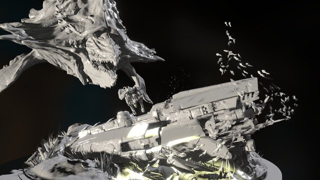 Alien whale - lowpoly (scene) 3D Model