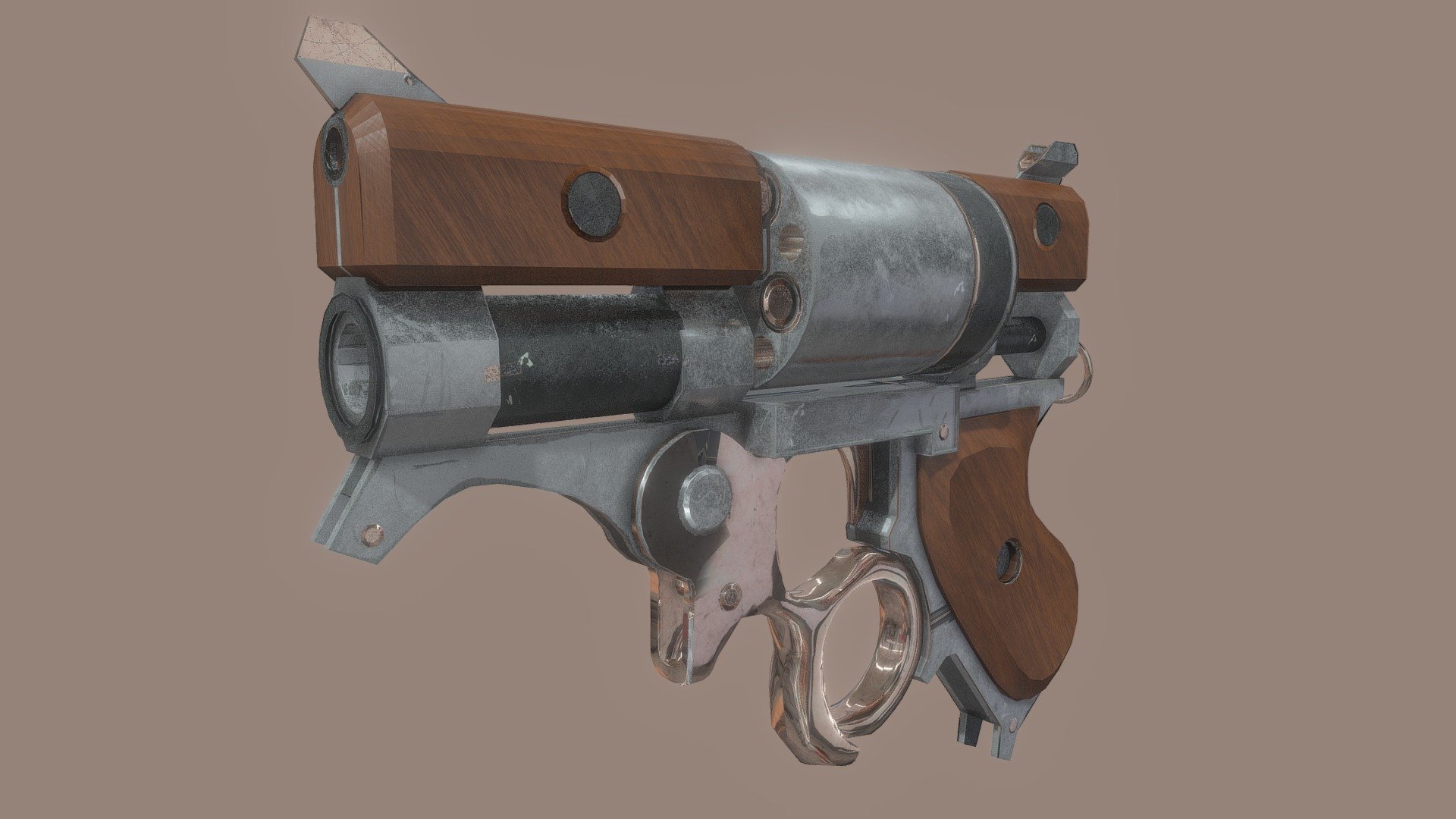 Steampunk Gun Revolver - 3D model by gaya.ferna [b61b53f] - Sketchfab