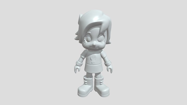 Purple-haired girl figurine 3D Model