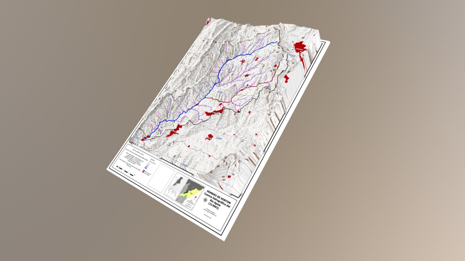 Apulo River Basin - Horton Stream Order (L1) - 3D model by rchujmanov ...