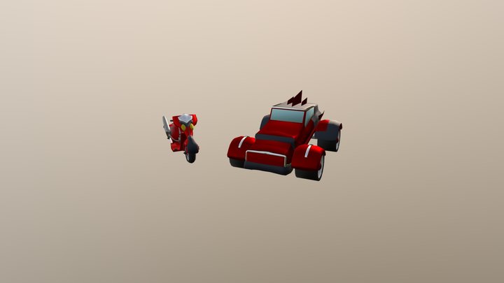 Car And Motorcycle 3D Model