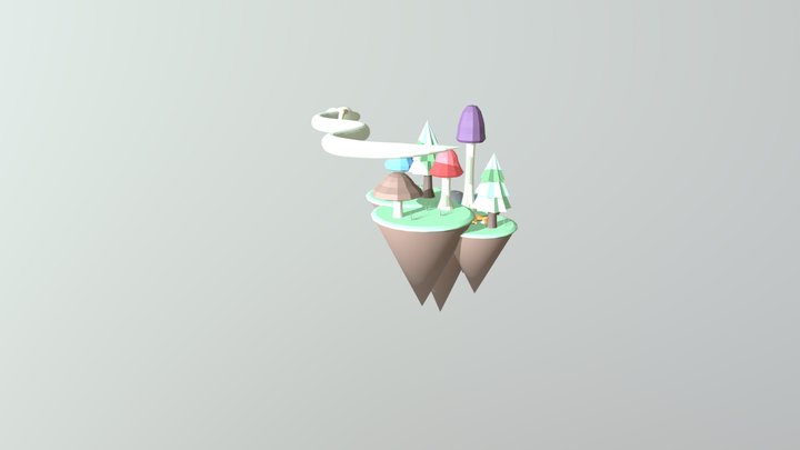 Mushroom Island 3D Model