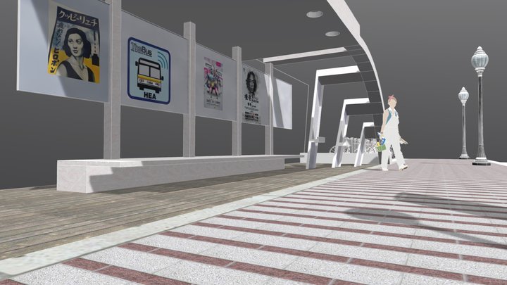 Tsubaki Hip-Hop Promotion Bus-stop 3D Model